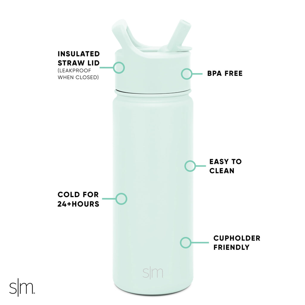 Simple Modern Summit Water Bottle Straw Lid Vacuum Insulated Stainless Steel Bottle | 18 fl oz - 4ASB