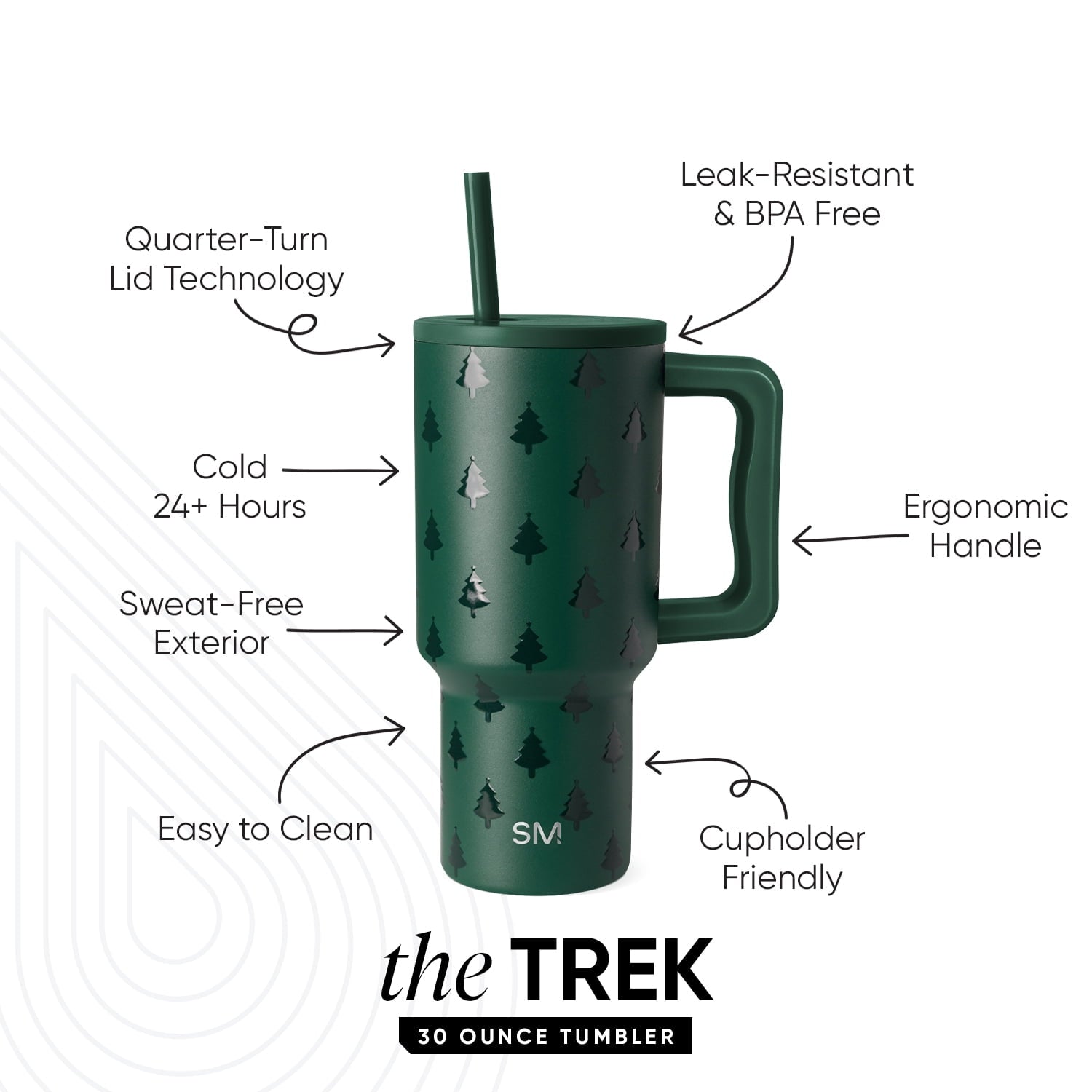 Simple Modern 30 fl oz Insulated Stainless Steel Trek Tumbler with Straw Lid | Seaglass Sage and Cream Checkmate - 2P24