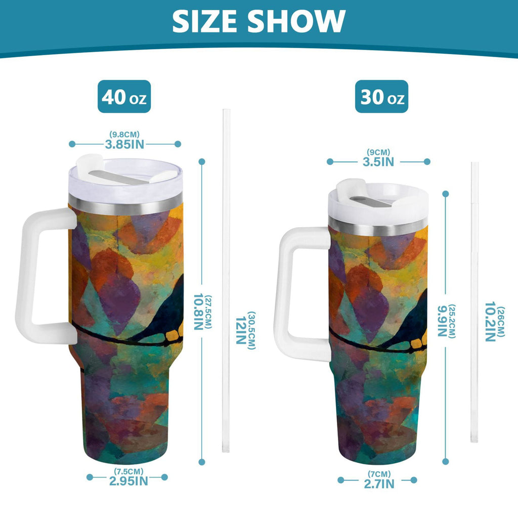 30 oz Insulated Stainless Steel Tumbler Double Wall Stainless Steel Tumbler with 2-Way Drinking Birds on A Wire - 5SJ2