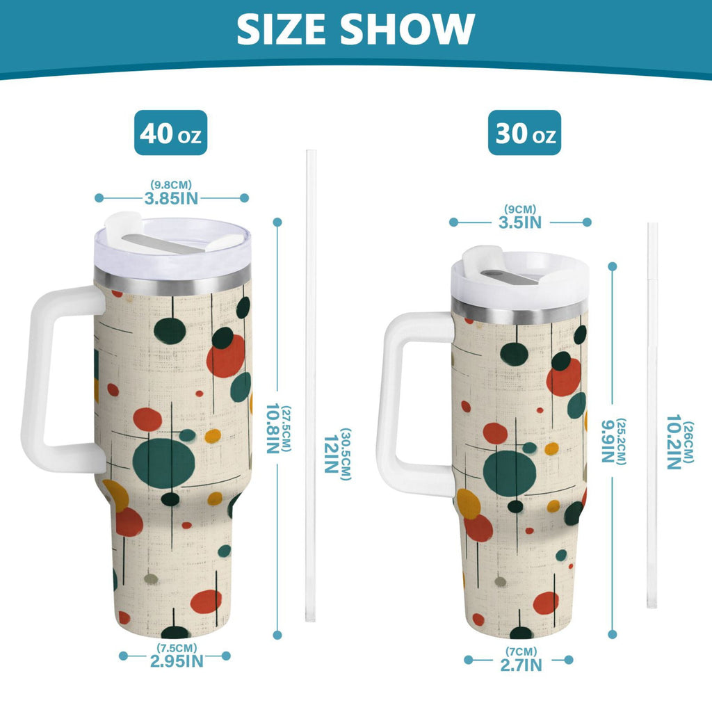 30 oz Insulated Stainless Steel Tumbler Double Wall Stainless Steel Tumbler with 2-Way Drinking Colorful Dots and Lines - M4M4