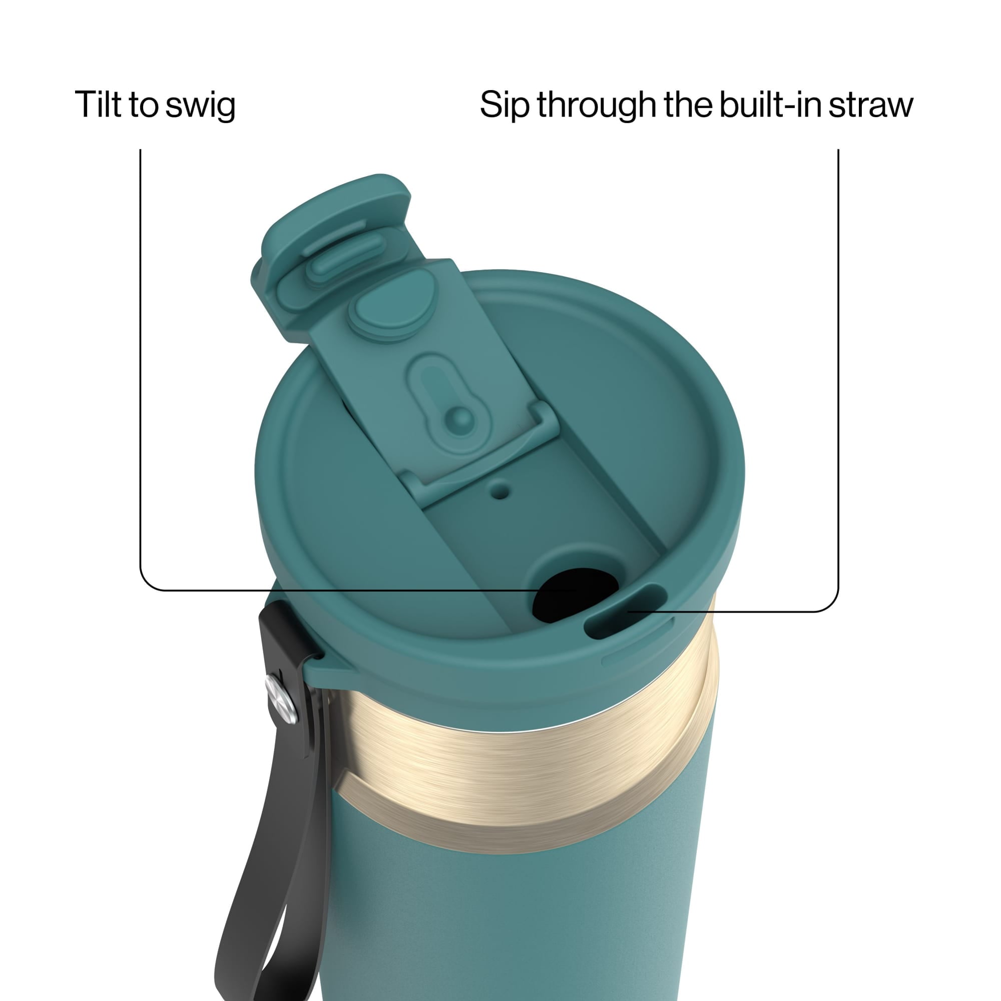 Contigo DualSip 24 oz Leakproof Insulated Water Bottle with Carrying Strap and 2-Way Lid - KUMW
