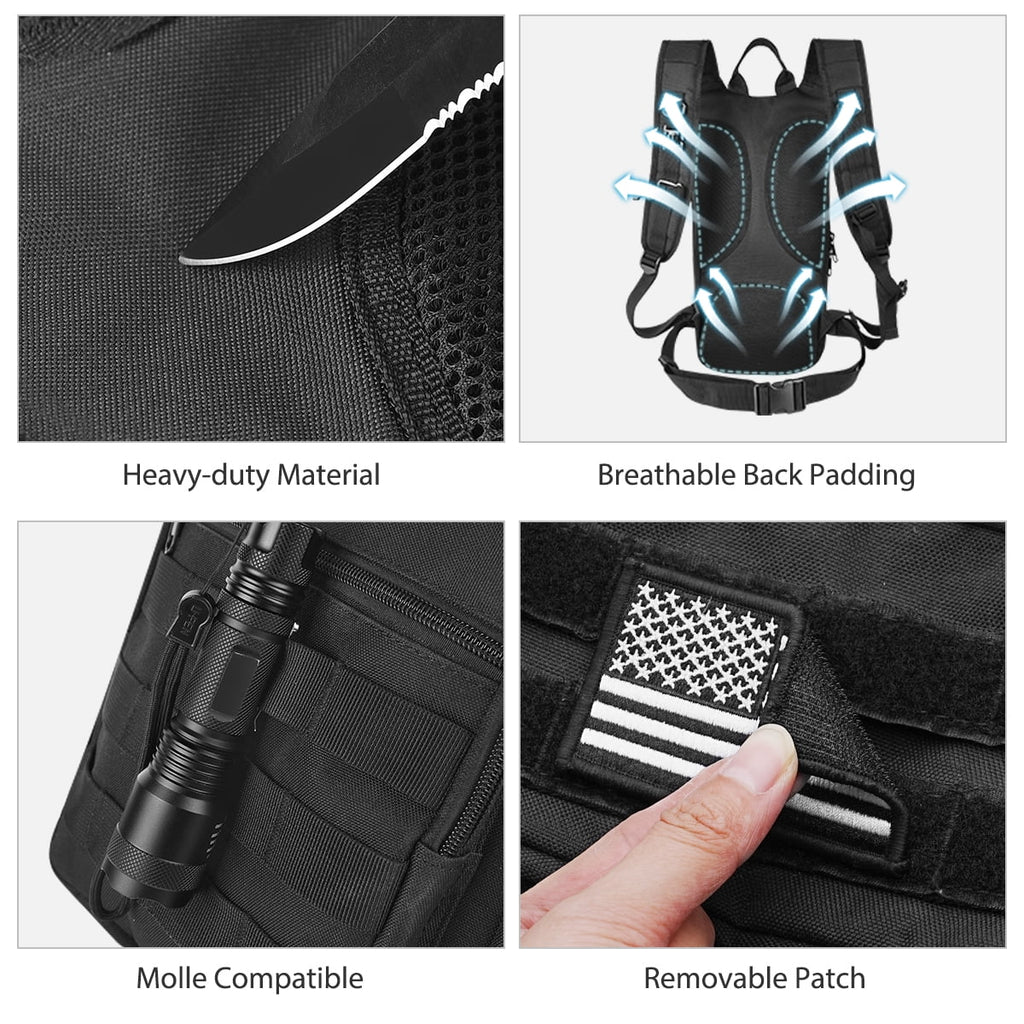 Brightify 17L Hydration Backpack with 3L TPU Water Bladder, Camel Backpack Hydration Pack for Hiking Hunting Climbing Cycling Biking Running, Molle Compatible Water Backpack for Men Women, Black - 75LG