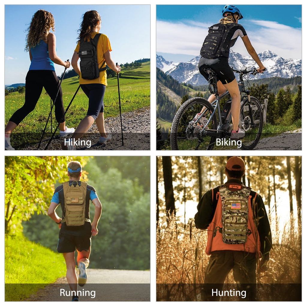 Brightify 17L Hydration Backpack with 3L TPU Water Bladder, Camel Backpack Hydration Pack for Hiking Hunting Climbing Cycling Biking Running, Molle Compatible Water Backpack for Men Women, Black - 75LG