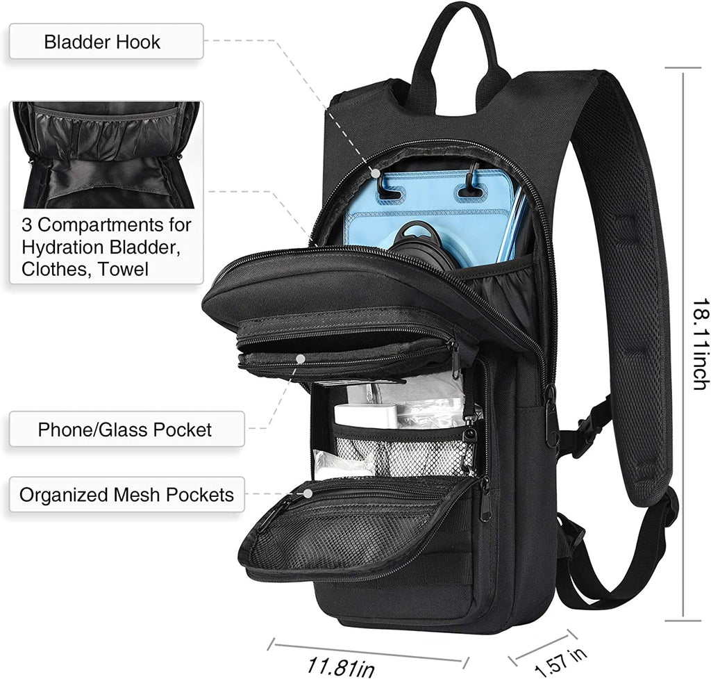 Brightify 17L Hydration Backpack with 3L TPU Water Bladder, Camel Backpack Hydration Pack for Hiking Hunting Climbing Cycling Biking Running, Molle Compatible Water Backpack for Men Women, Black - 75LG