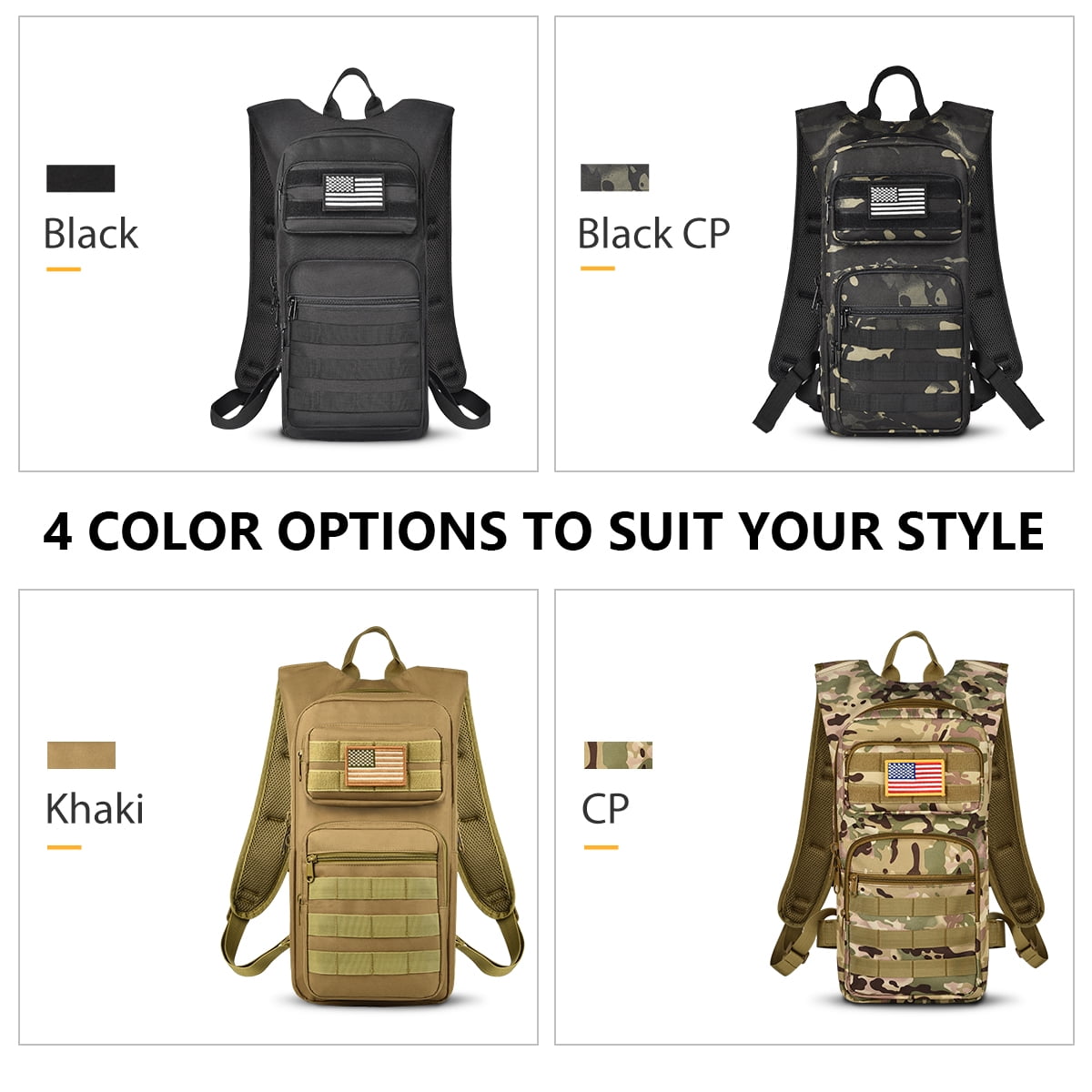 Brightify 17L Hydration Backpack with 3L TPU Water Bladder, Camel Backpack Hydration Pack for Hiking Hunting Climbing Cycling Biking Running, Molle Compatible Water Backpack for Men Women, Black - 75LG