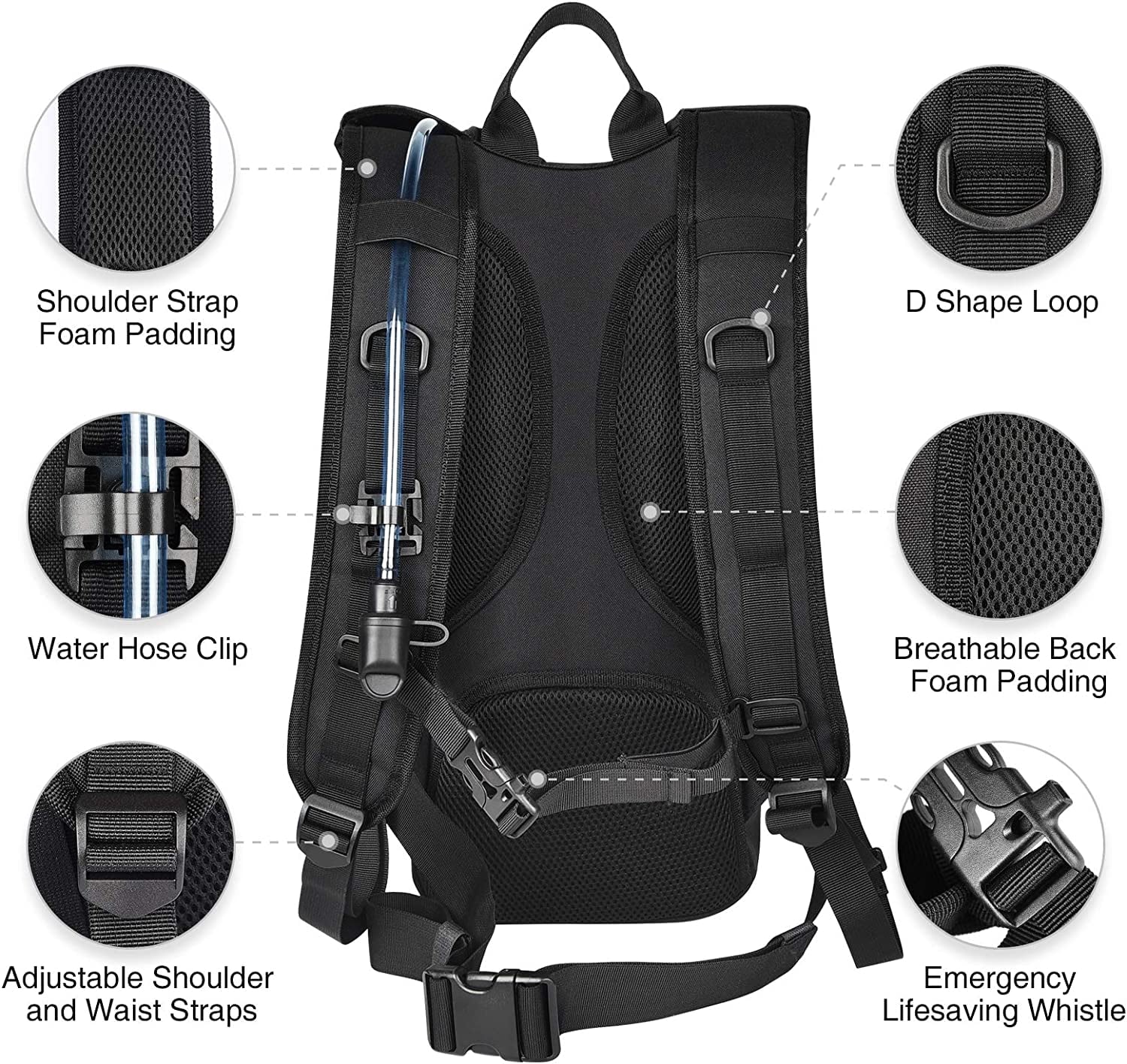 Brightify 17L Hydration Backpack with 3L TPU Water Bladder, Camel Backpack Hydration Pack for Hiking Hunting Climbing Cycling Biking Running, Molle Compatible Water Backpack for Men Women, Black - 75LG