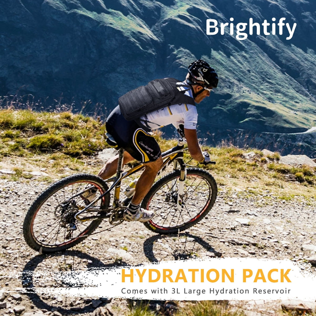 Brightify 17L Hydration Backpack with 3L TPU Water Bladder, Camel Backpack Hydration Pack for Hiking Hunting Climbing Cycling Biking Running, Molle Compatible Water Backpack for Men Women, Black - 75LG