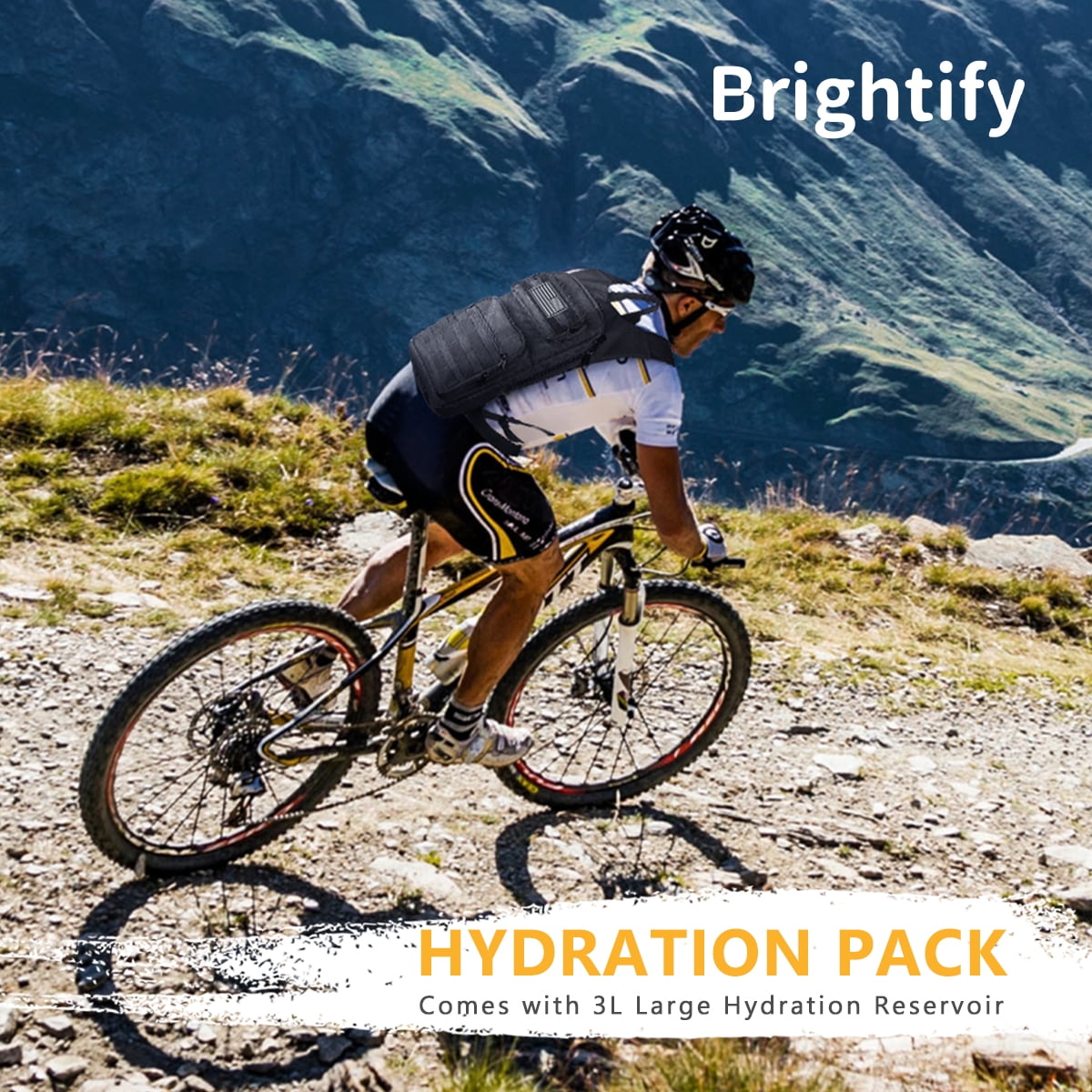 Brightify 17L Hydration Backpack with 3L TPU Water Bladder, Camel Backpack Hydration Pack for Hiking Hunting Climbing Cycling Biking Running, Molle Compatible Water Backpack for Men Women, Black - 75LG