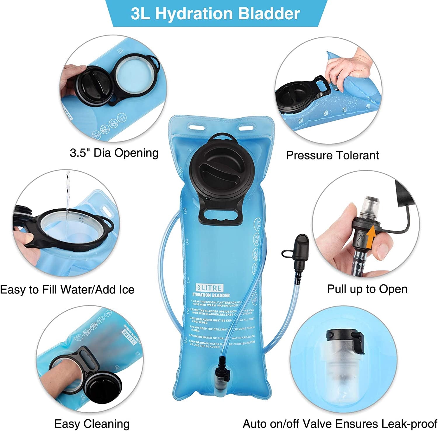 Brightify 17L Hydration Backpack with 3L TPU Water Bladder, Camel Backpack Hydration Pack for Hiking Hunting Climbing Cycling Biking Running, Molle Compatible Water Backpack for Men Women, Black - 75LG