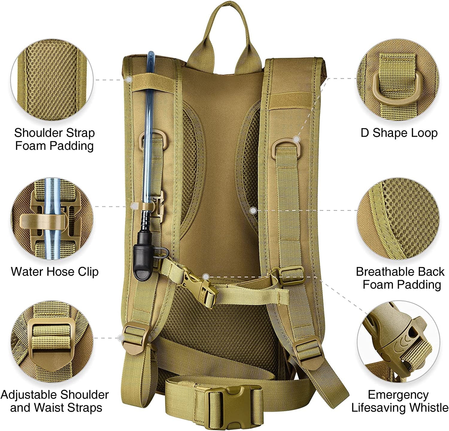Brightify 17L Hydration Backpack with 3L TPU Water Bladder, Camel Backpack Hydration Pack for Hiking Hunting Climbing Cycling Biking Running, Molle Compatible Water Backpack for Men Women, Black - 75LG