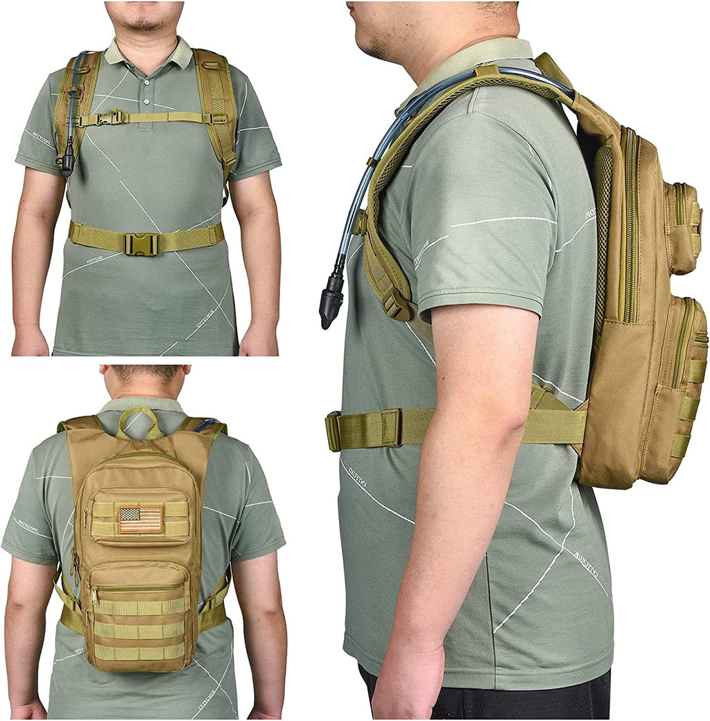 Brightify 17L Hydration Backpack with 3L TPU Water Bladder, Camel Backpack Hydration Pack for Hiking Hunting Climbing Cycling Biking Running, Molle Compatible Water Backpack for Men Women, Black - 75LG