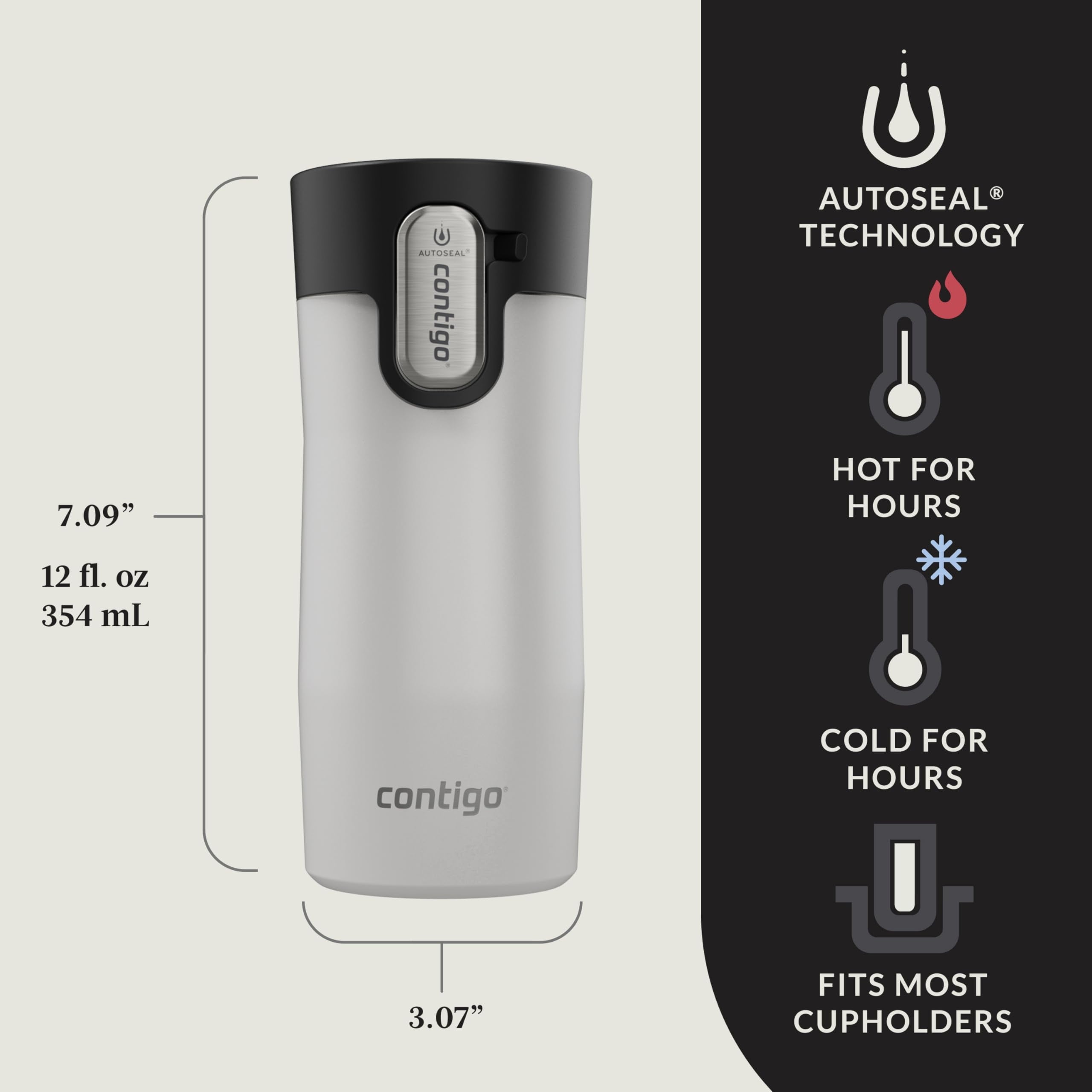 Contigo AUTOSEAL West Loop Vacuum-Insulated Stainless Steel Travel Mug with Easy-Clean Lid, 12oz - 2QZ8
