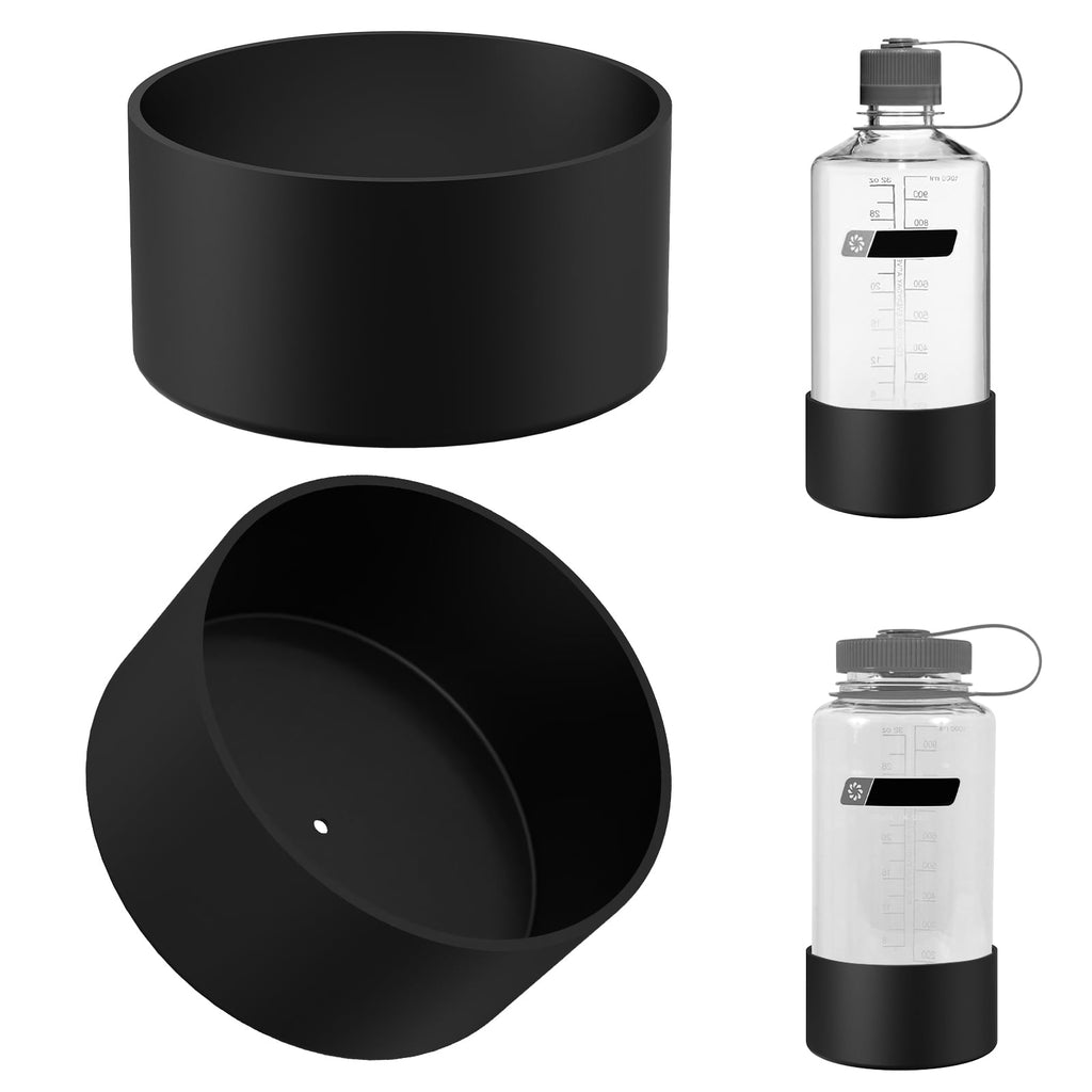 Linkidea 2 Pack Water Bottle Boot Compatible with Nalgene Sustain Wide Mouth 32oz/48oz, Narrow Mouth 32oz, Silicone Anti-Slip Bottle Bottom Bumper Protector (Black) - 4NMP