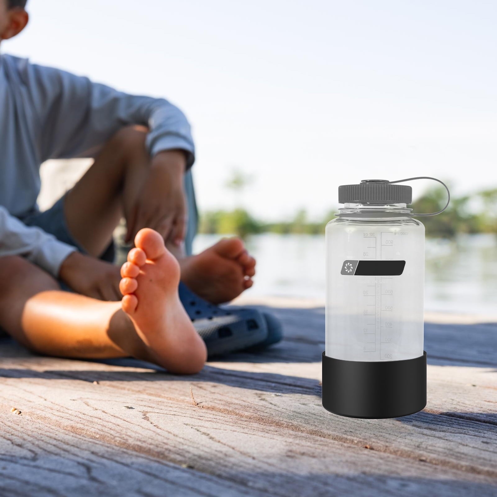 Linkidea 2 Pack Water Bottle Boot Compatible with Nalgene Sustain Wide Mouth 32oz/48oz, Narrow Mouth 32oz, Silicone Anti-Slip Bottle Bottom Bumper Protector (Black) - 4NMP