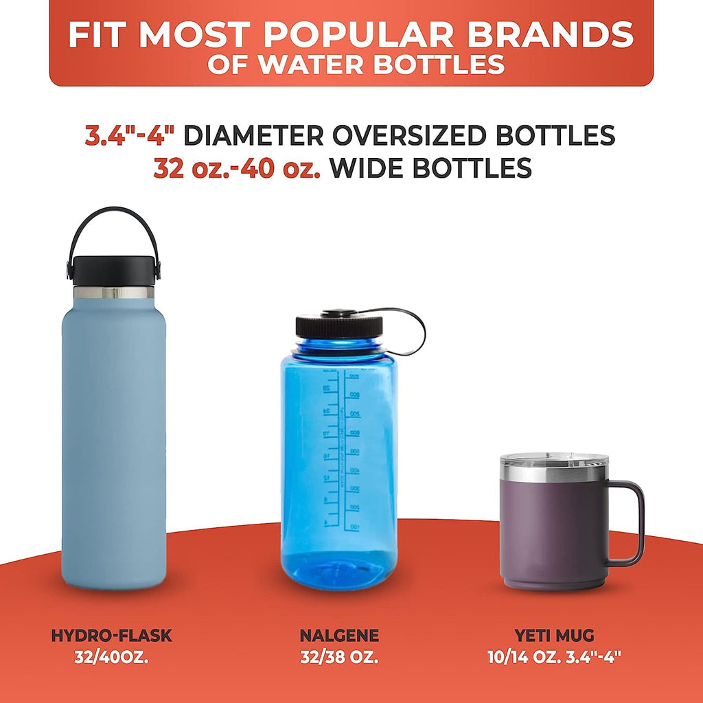Cup Holder Expander - Fits Hydro Flasks 32/40 oz, Nalgene,  &amp; Large Bottles up to 3.8  Wide - for  up to 3.2  Wide - Black - CYDM