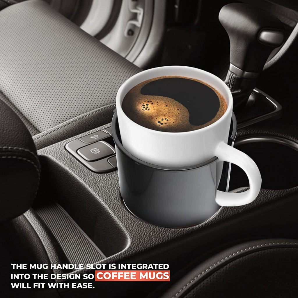 Cup Holder Expander - Fits Hydro Flasks 32/40 oz, Nalgene,  &amp; Large Bottles up to 3.8  Wide - for  up to 3.2  Wide - Black - CYDM