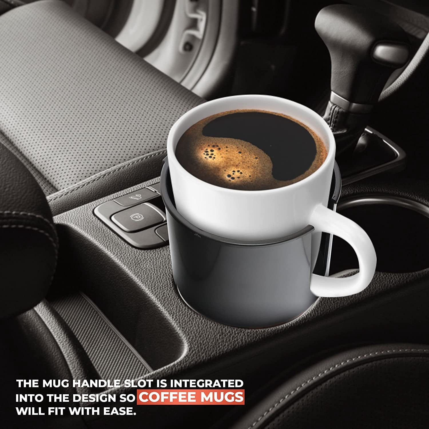 Cup Holder Expander - Fits Hydro Flasks 32/40 oz, Nalgene,  &amp; Large Bottles up to 3.8  Wide - for  up to 3.2  Wide - Black - CYDM