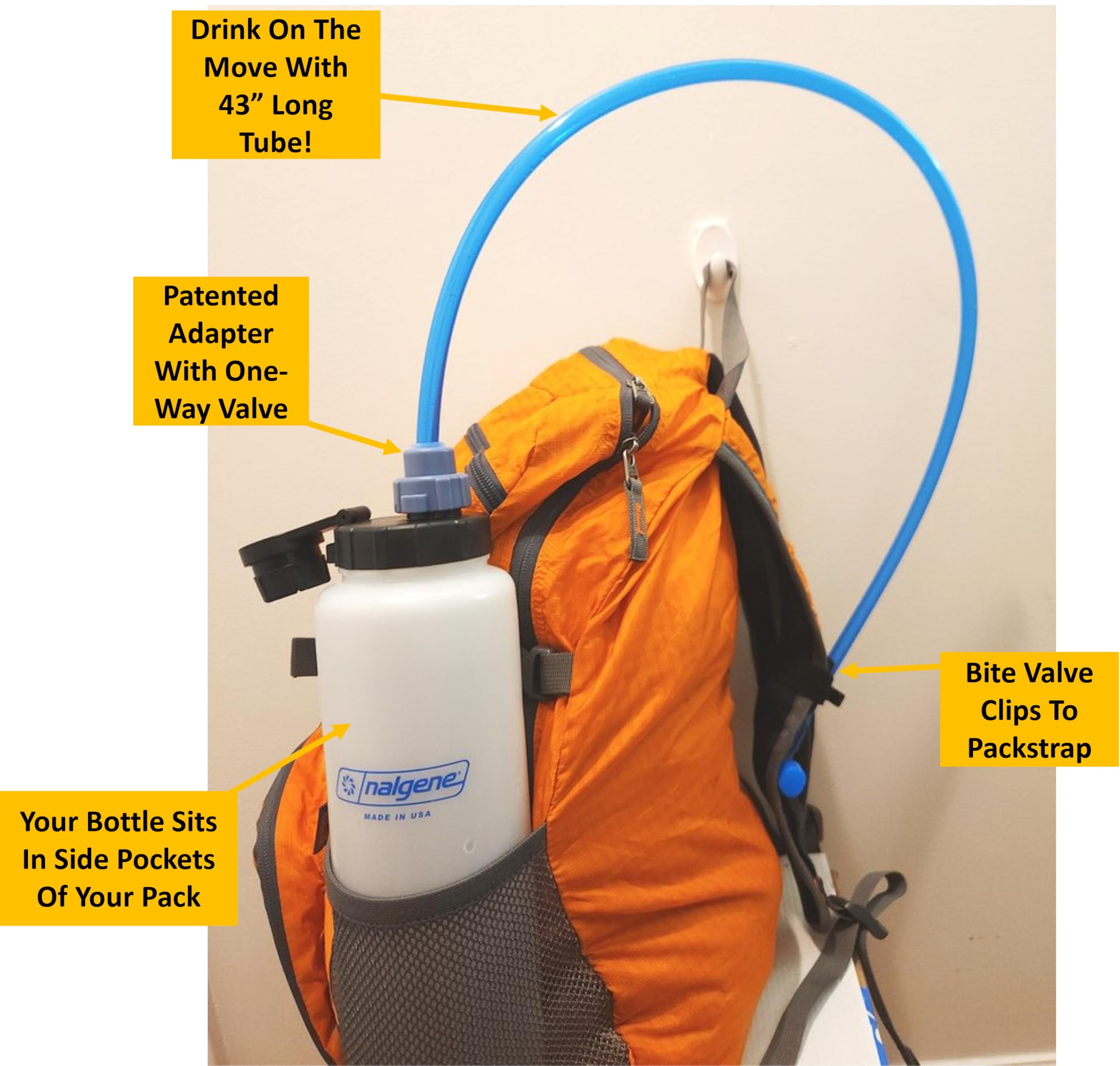 Universal Hydration Adapter for Nalgene Smartwater Bottles 28mm Wide Mouth, Flip Top Spout Lid with Loop, Hiking Running Cycling Accessory, Blue - SMH3