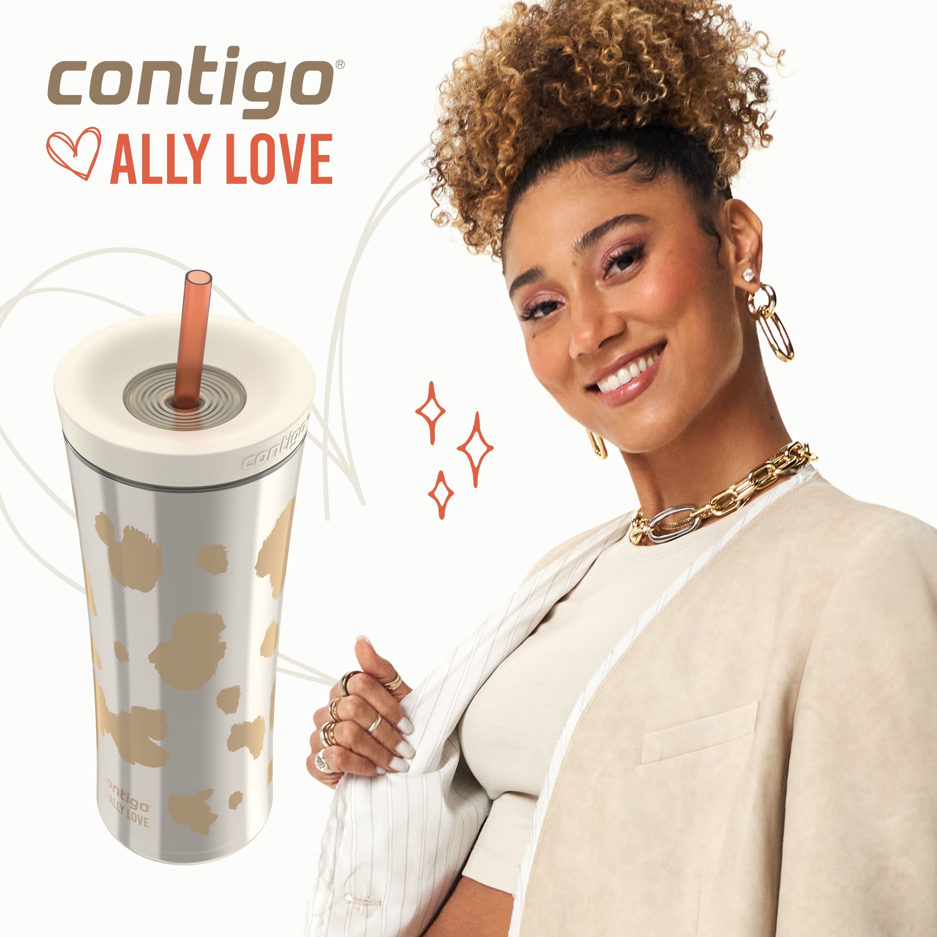Contigo 20oz Shake &amp; Go Tumbler, Plastic with Straw, Oatmilk Cowhide Couture - CLL3