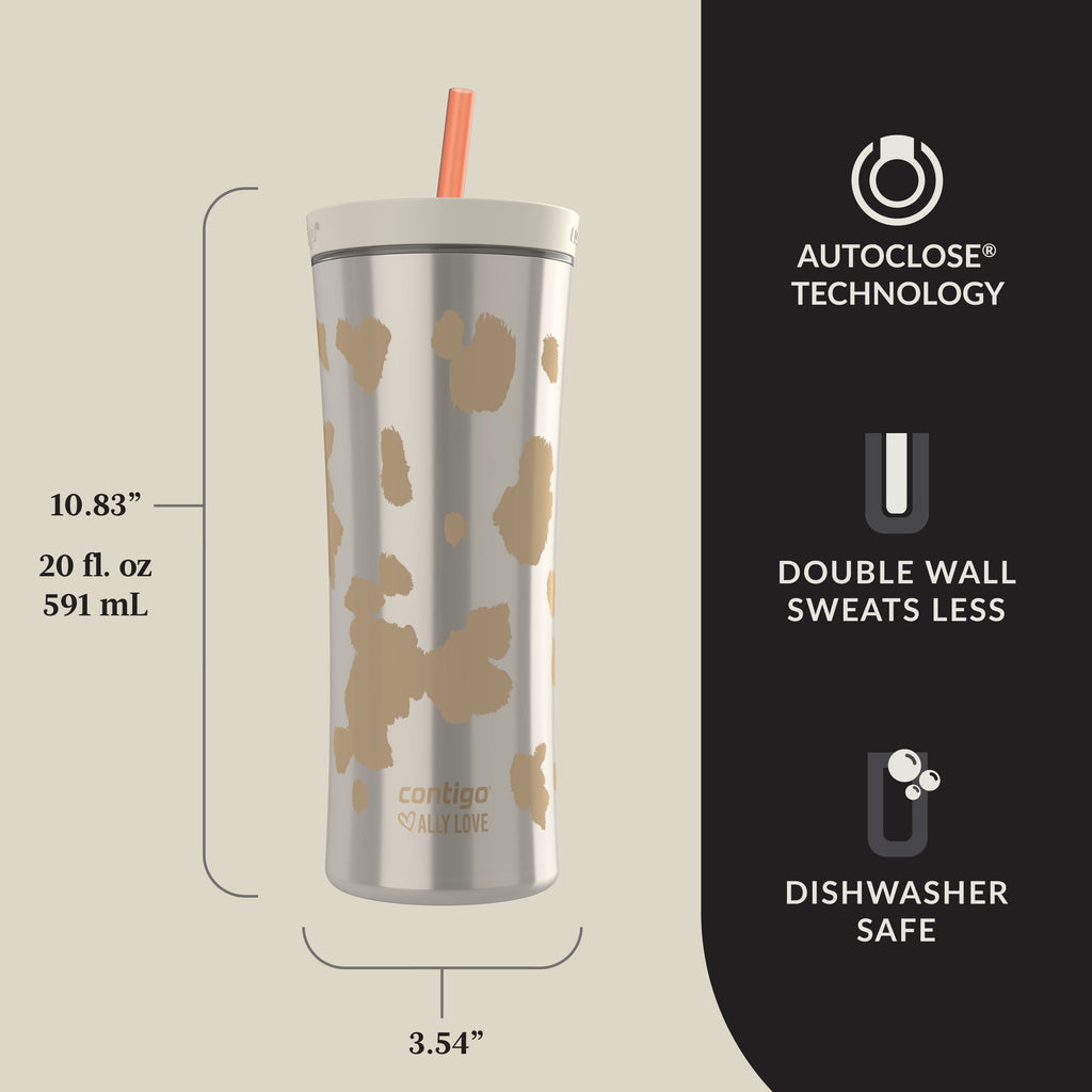 Contigo 20oz Shake &amp; Go Tumbler, Plastic with Straw, Oatmilk Cowhide Couture - CLL3