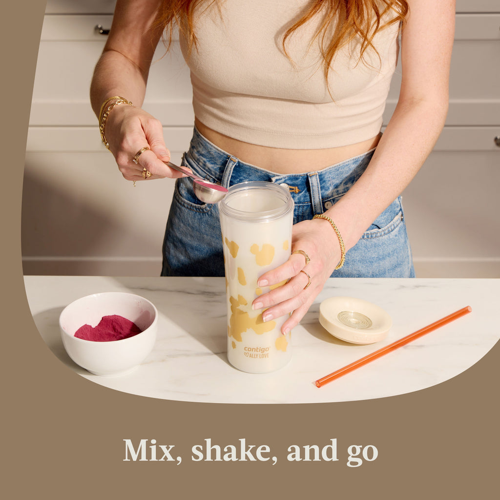 Contigo 20oz Shake &amp; Go Tumbler, Plastic with Straw, Oatmilk Cowhide Couture - CLL3