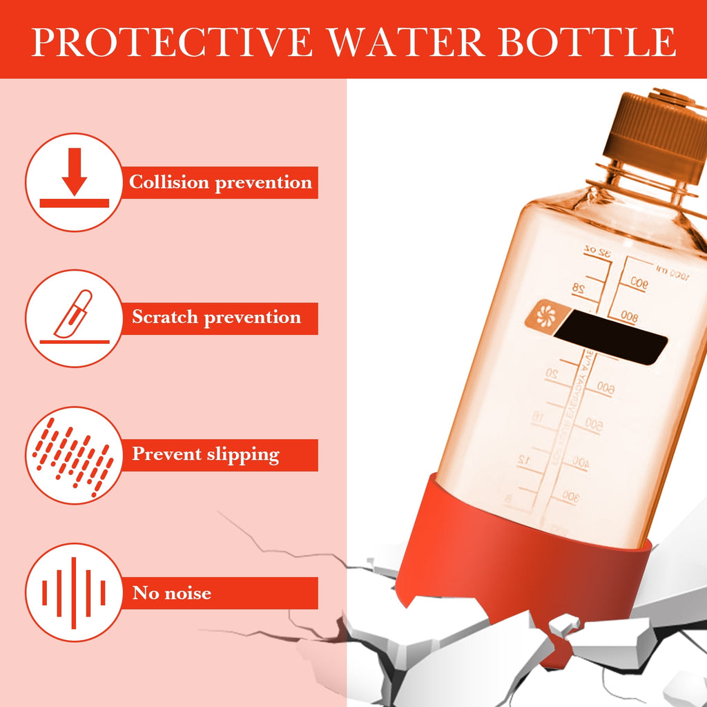 Linkidea 2 Pack Water Bottle Boot Compatible with Nalgene Sustain Wide Mouth 32oz/48oz, Narrow Mouth 32oz, Silicone Anti-Slip Bottle Bottom Bumper Protector (Red) - VZ74