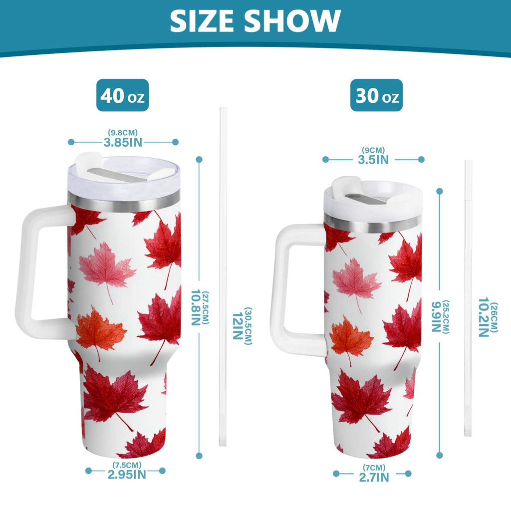 30 oz Insulated Stainless Steel Tumbler Double Wall Stainless Steel Tumbler with 2-Way Drinking Vibrant Red Maple Leaves - WB83