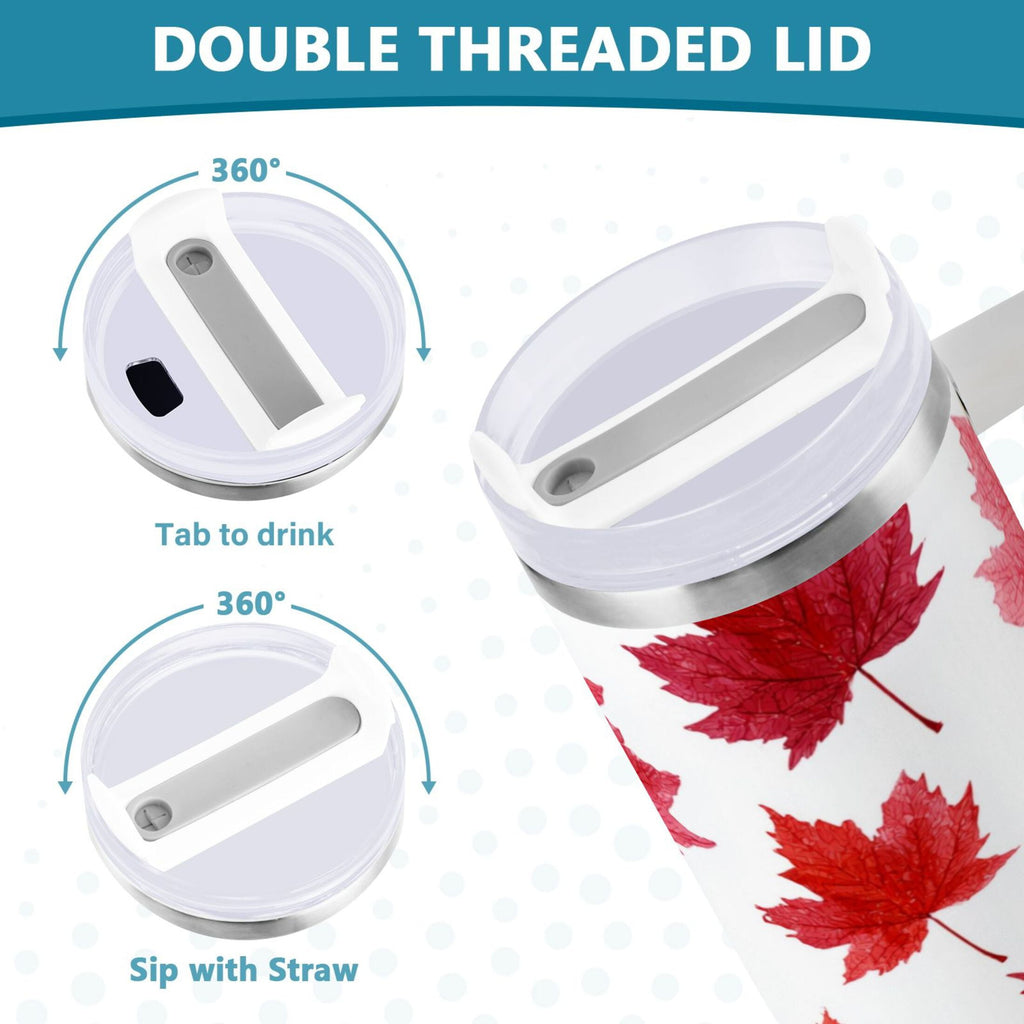 30 oz Insulated Stainless Steel Tumbler Double Wall Stainless Steel Tumbler with 2-Way Drinking Vibrant Red Maple Leaves - WB83