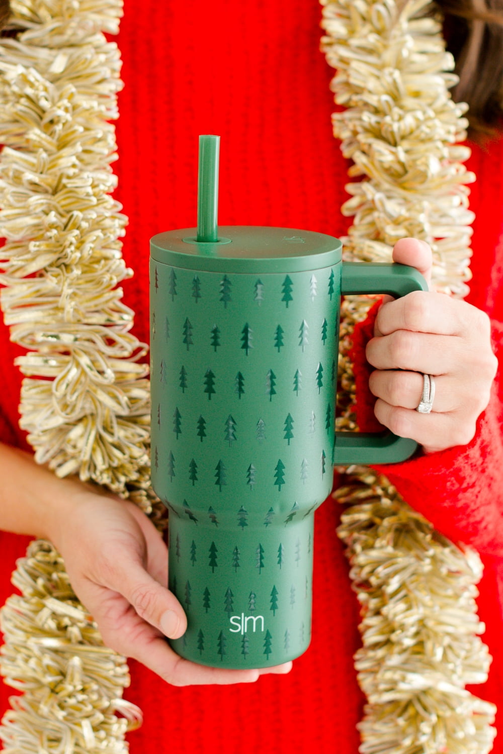 Simple Modern 30 fl oz Insulated Stainless Steel Trek Tumbler with Straw Lid | Seaglass Sage and Cream Checkmate - 2P24