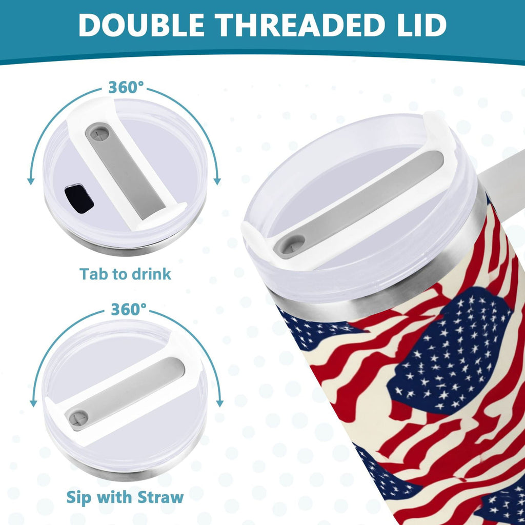 40 oz Insulated Stainless Steel Tumbler Double Wall Stainless Steel Tumbler with 2-Way Drinking Flags Abstract Design - VX3M