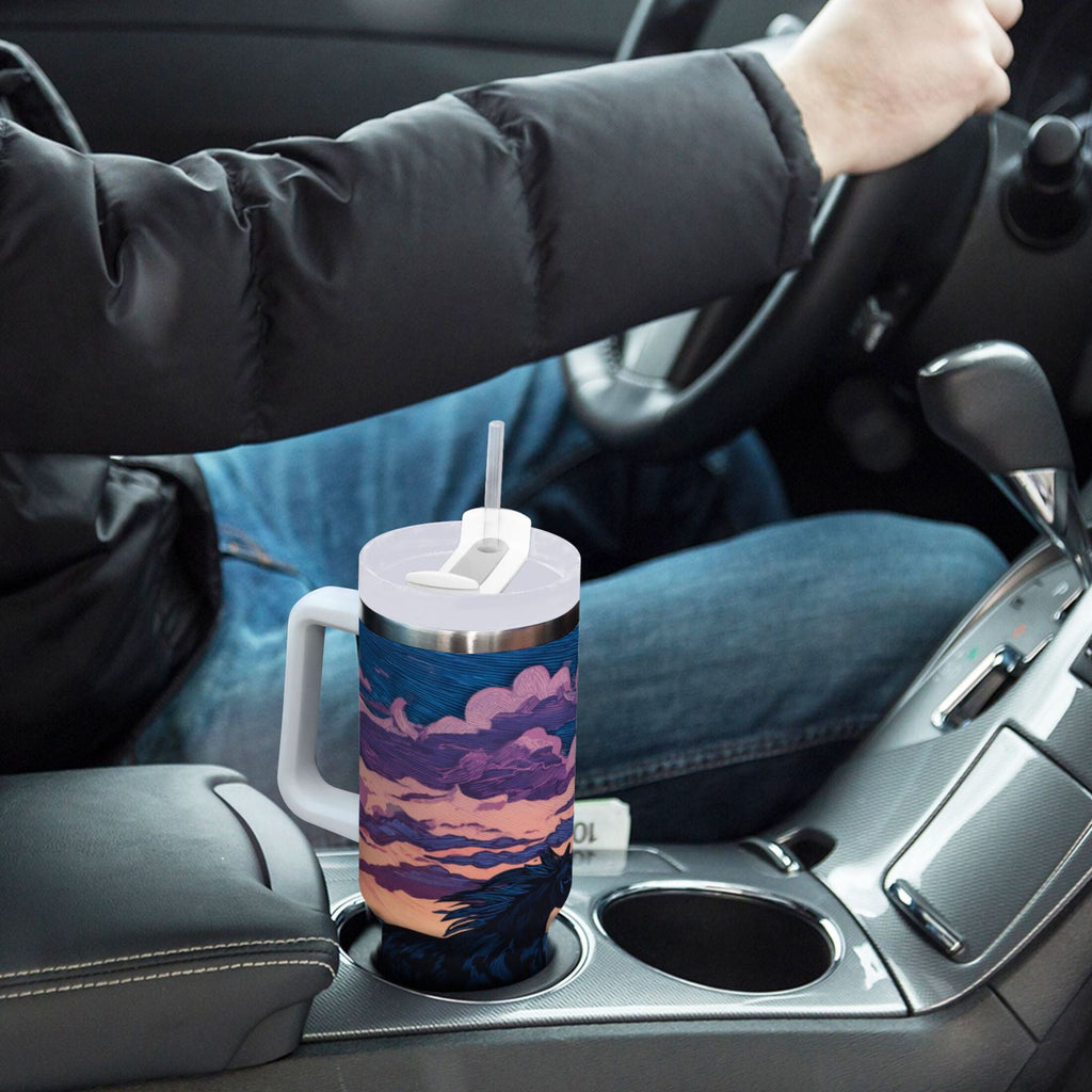 40 oz Insulated Stainless Steel Tumbler Double Wall Stainless Steel Tumbler with 2-Way Drinking Wild Horses Running - CVET