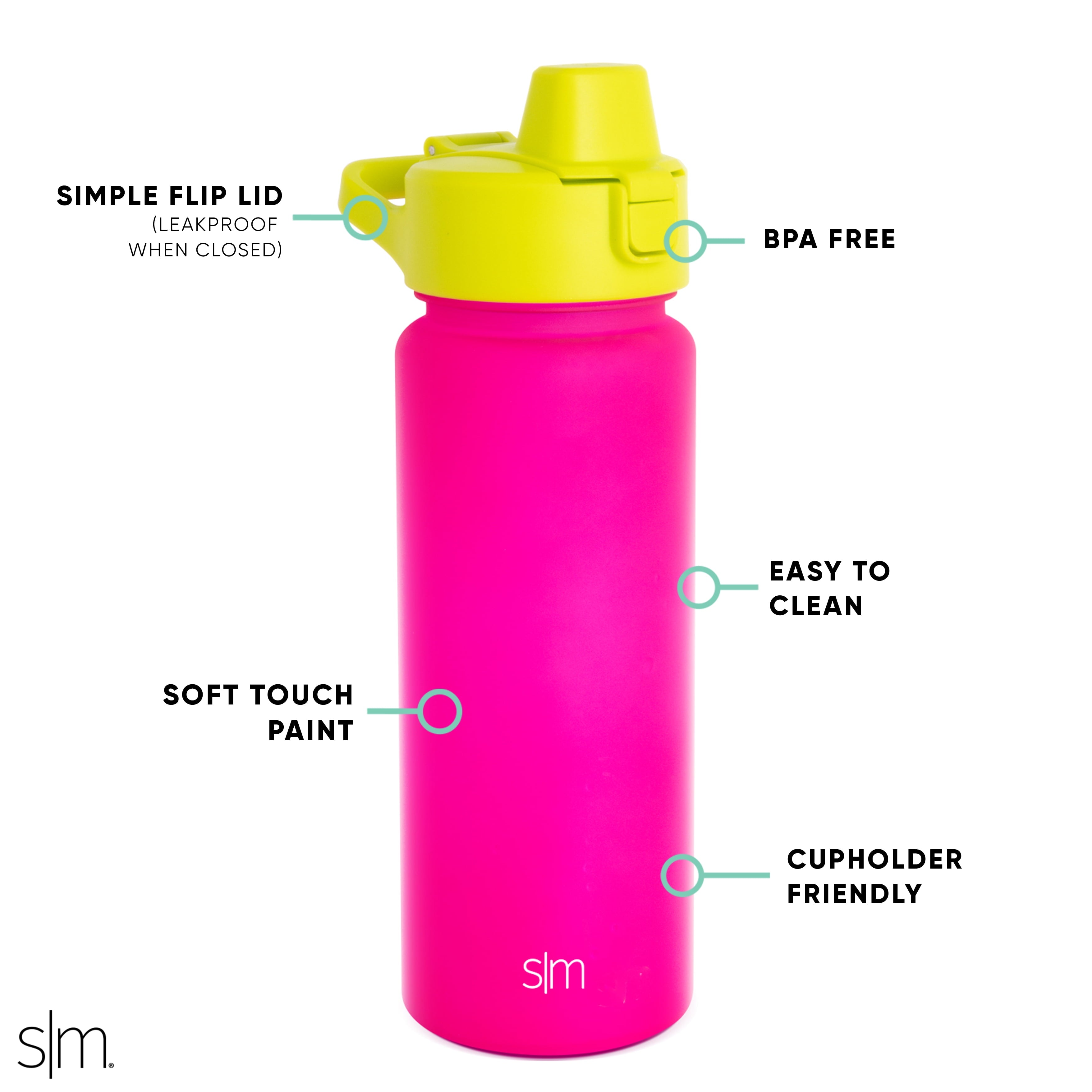 Simple Modern 22 fl oz Reusable Tritan Summit Water Bottle with Silicone Straw Lid|Raspberry Chartreuse - 4CWQ