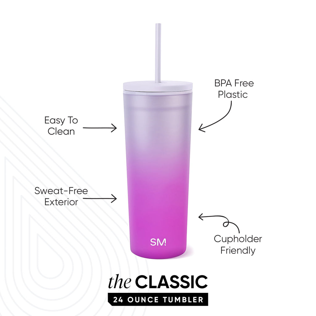 Simple Modern 24 fl oz Double Wall Plastic Classic Tumbler with Straw|Opalescent - 9GGR