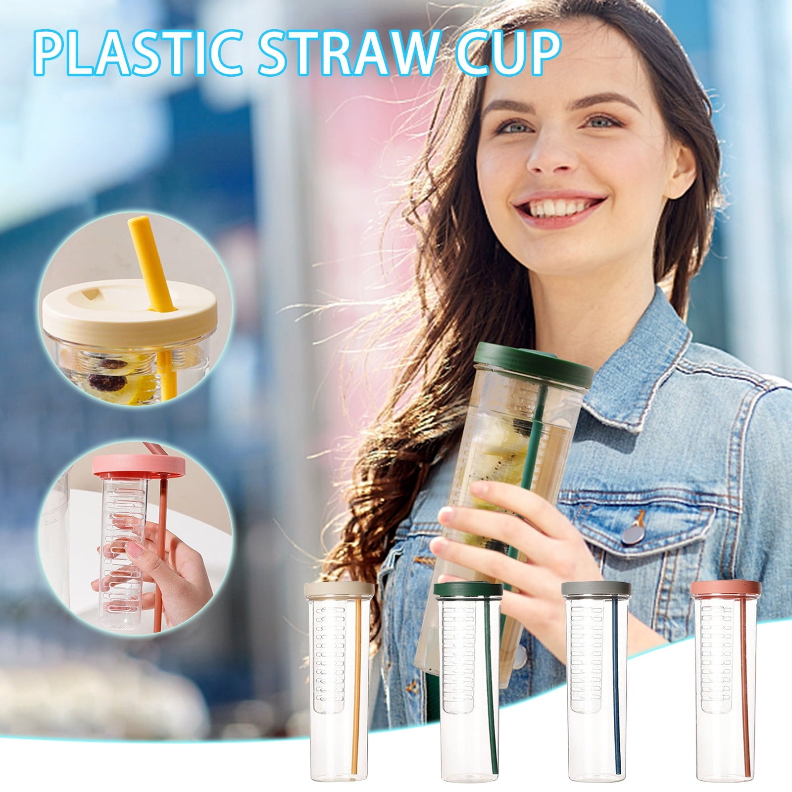 AURIGATE Simple Modern Plastic Tumbler with Lid and Straw Reusable BPA Free Iced Coffee Cups Double Wall Smoothie Cup Gifts for Women Men Him Her Classic Collection - XZXA