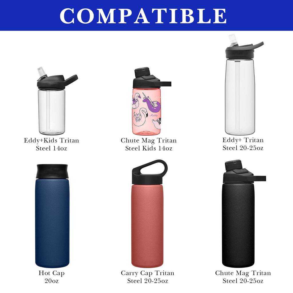 Linkidea 2 Pack Water Bottle Boot Compatible with CamelBak Eddy+20oz/25oz, Chute Mag 20oz/25oz, Carry Cap, Silicone Anti-Slip Bottle Bottom Bumper Protector (Navy Blue) - DE4V