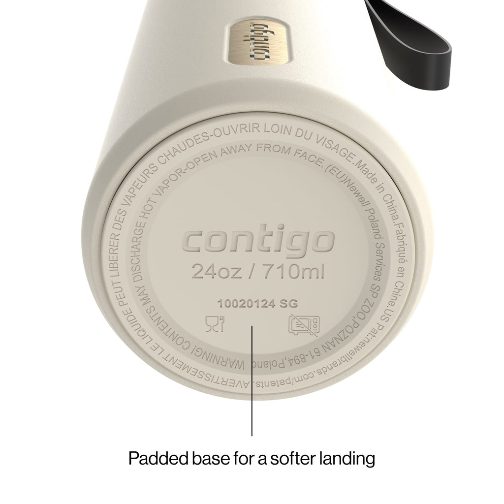 Contigo DualSip Leakproof Stainless Steel Reusable Water Bottle Tumbler with Carrying Strap, Cream/Champagne, 24 oz - F88H