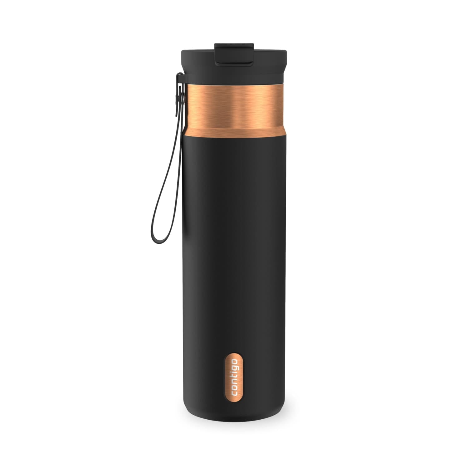 Contigo DualSip Leakproof Stainless Steel Reusable Water Bottle Tumbler with Carrying Strap, Cream/Champagne, 24 oz - F88H