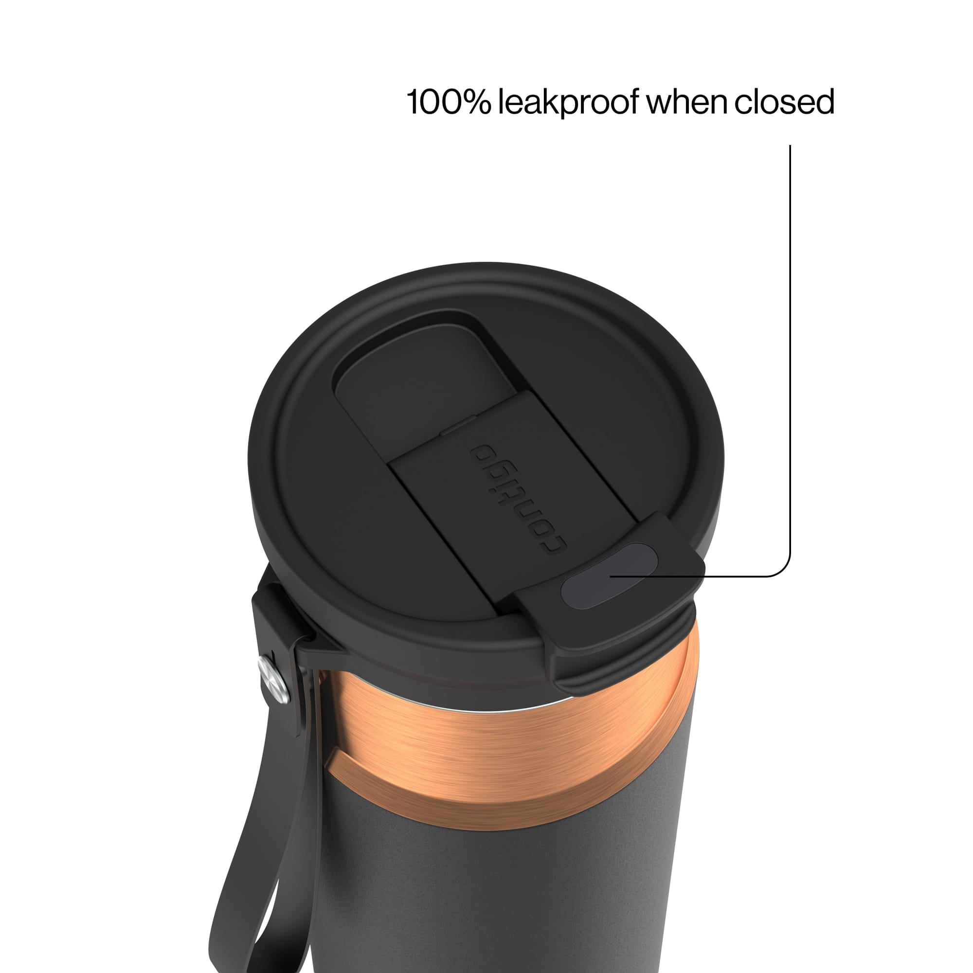 Contigo DualSip Leakproof Stainless Steel Reusable Water Bottle Tumbler with Carrying Strap, Cream/Champagne, 24 oz - F88H