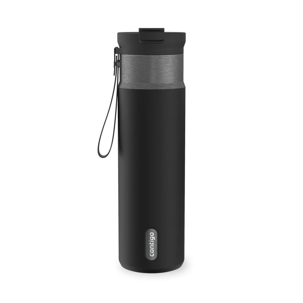 Contigo DualSip Leakproof Stainless Steel Reusable Water Bottle Tumbler with Carrying Strap, Cream/Champagne, 24 oz - F88H