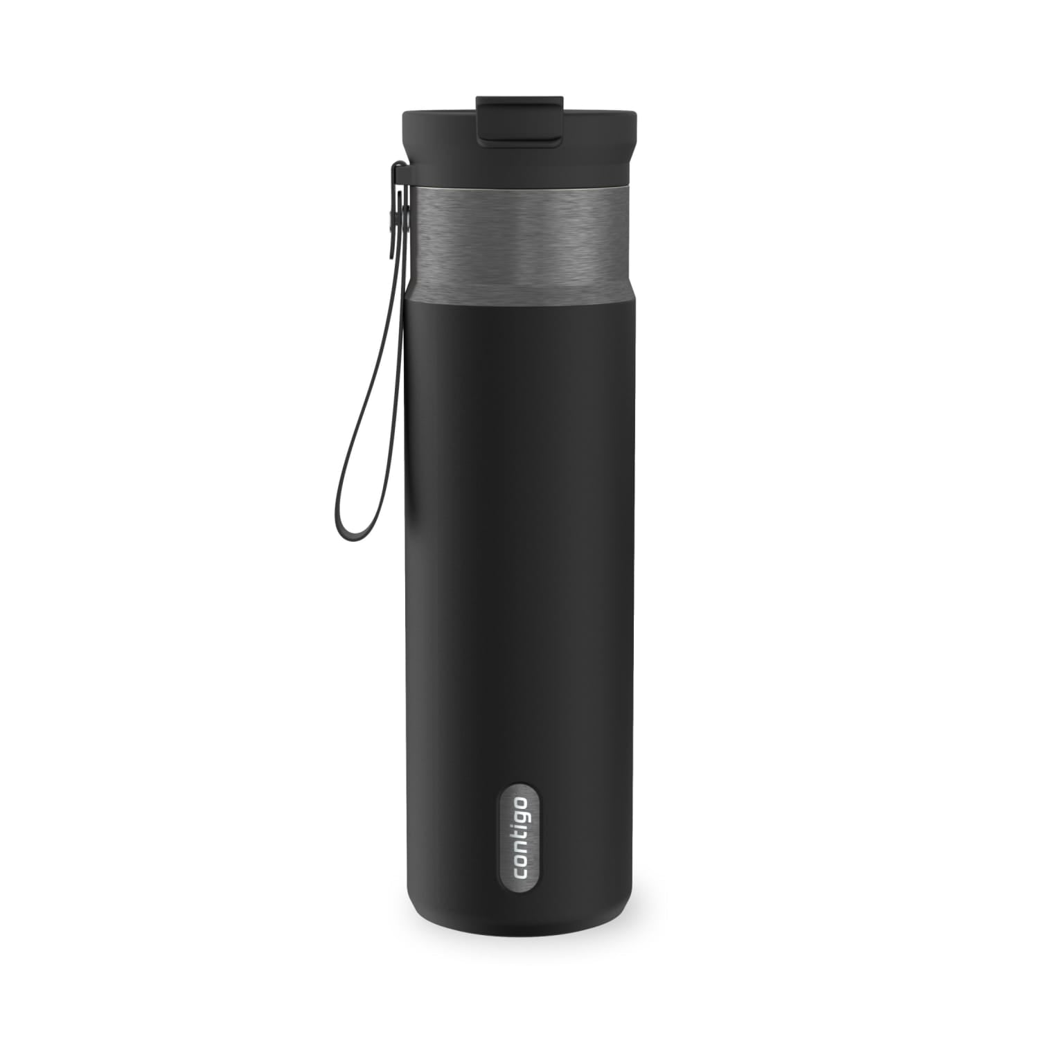 Contigo DualSip Leakproof Stainless Steel Reusable Water Bottle Tumbler with Carrying Strap, Cream/Champagne, 24 oz - F88H