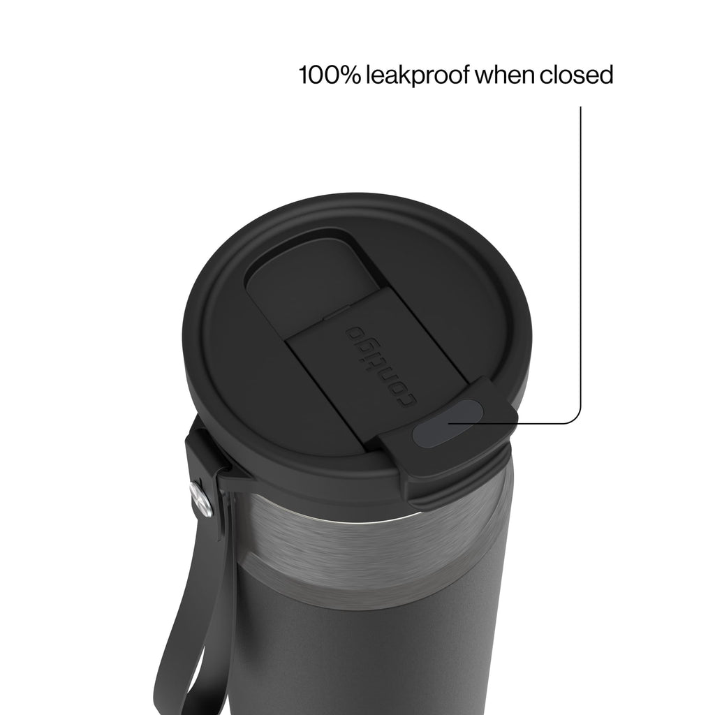 Contigo DualSip Leakproof Stainless Steel Reusable Water Bottle Tumbler with Carrying Strap, Cream/Champagne, 24 oz - F88H