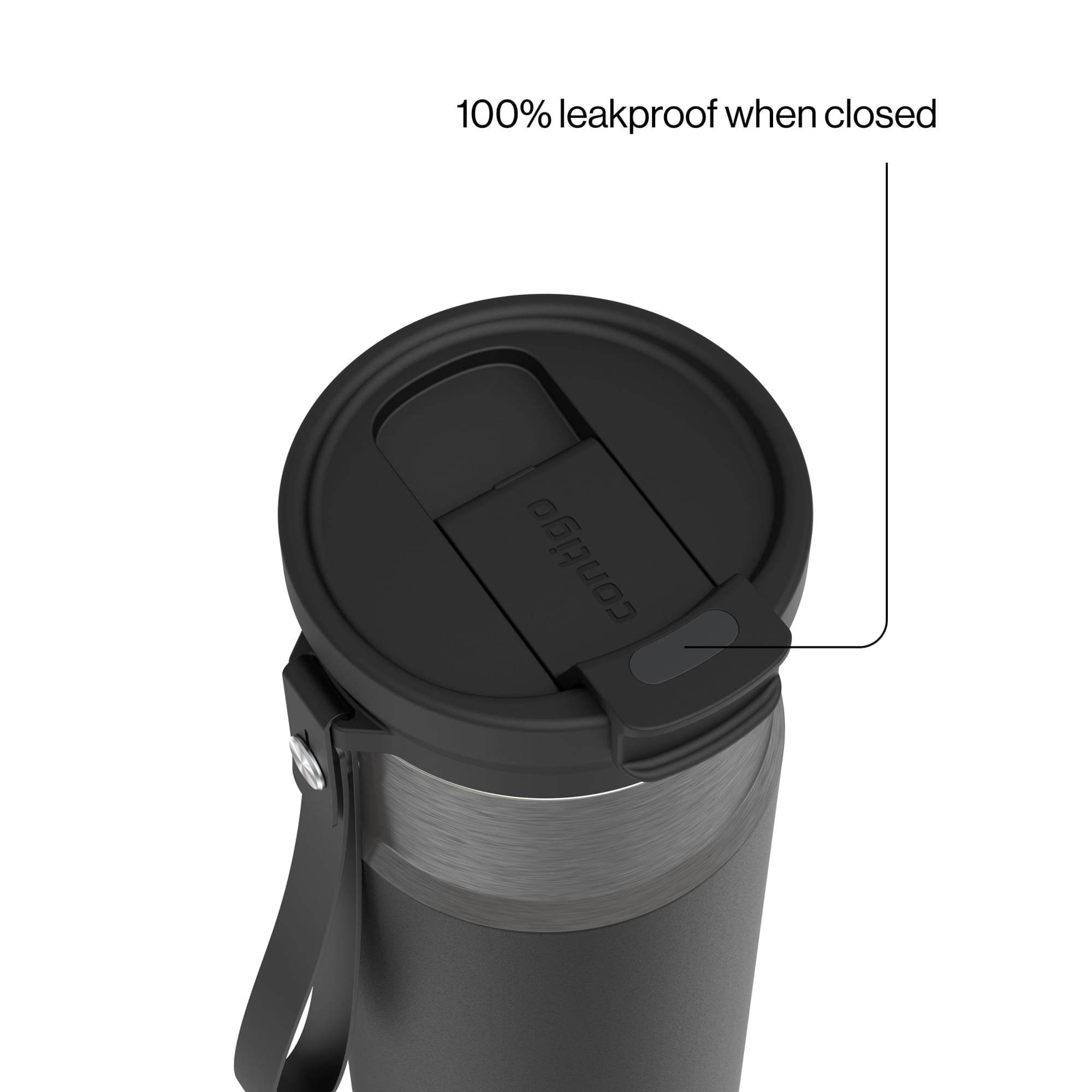 Contigo DualSip Leakproof Stainless Steel Reusable Water Bottle Tumbler with Carrying Strap, Cream/Champagne, 24 oz - F88H