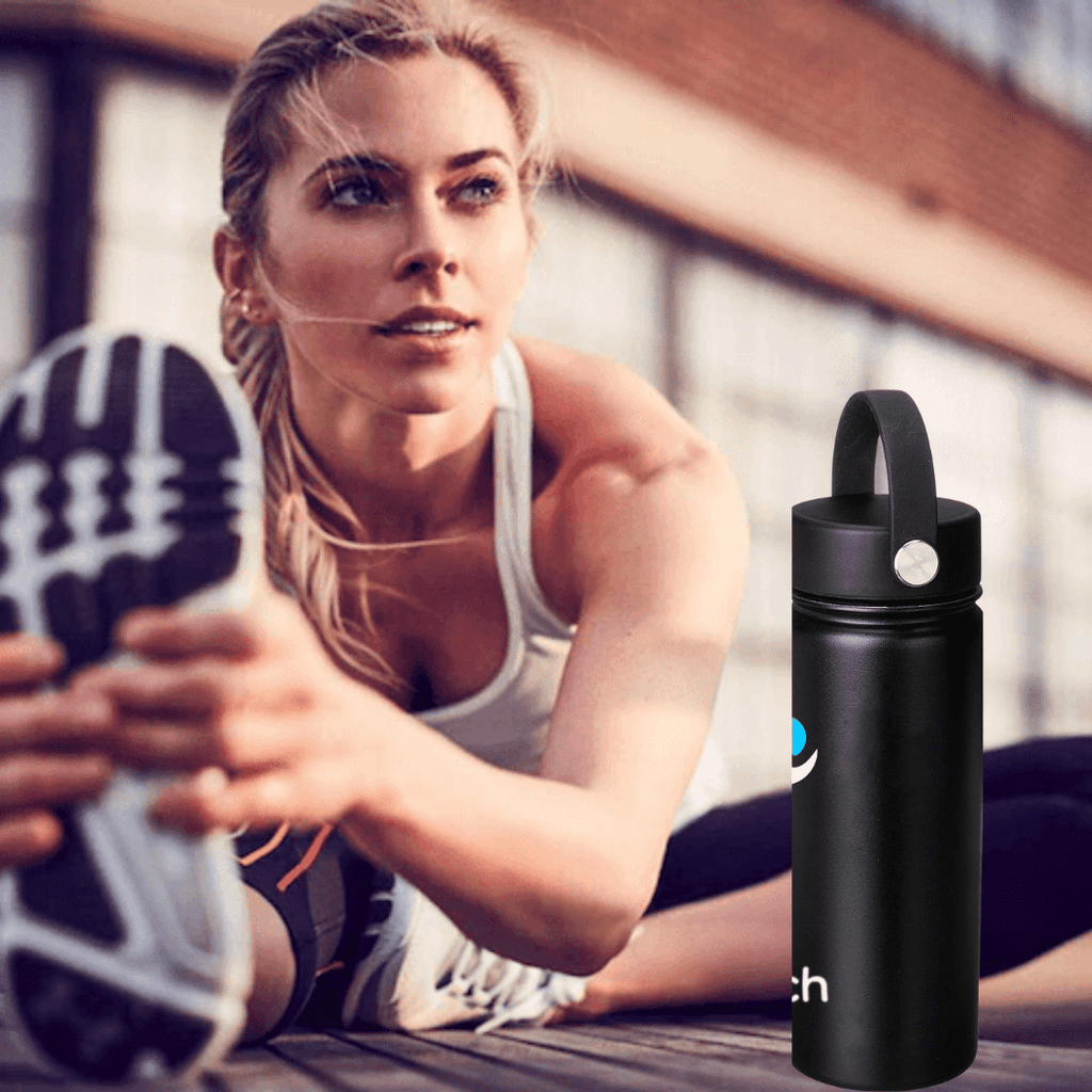NuRich Sports Water Bottle - 18 Oz, Vacuum Insulated Stainless Steel, Modern Double Walled, Simple Thermo Modern Mug, Hydro Metal Canteen Flask Wide Mouth with Sweat Proof Design for Cold &amp; Hot Temp - 5N3P