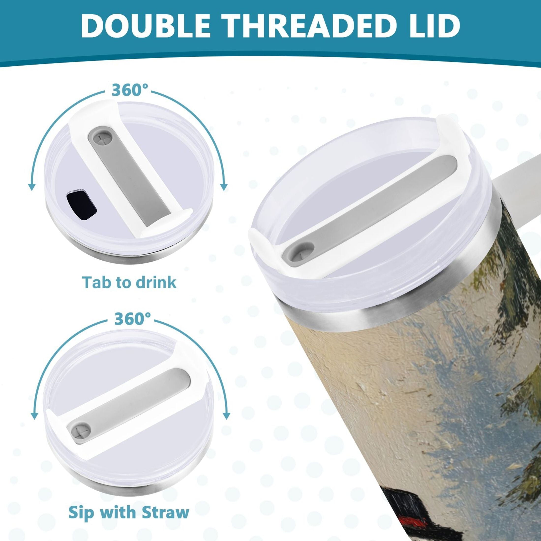 40 oz Insulated Stainless Steel Tumbler Double Wall Stainless Steel Tumbler with 2-Way Drinking Moody Snowman Couple - 3REN