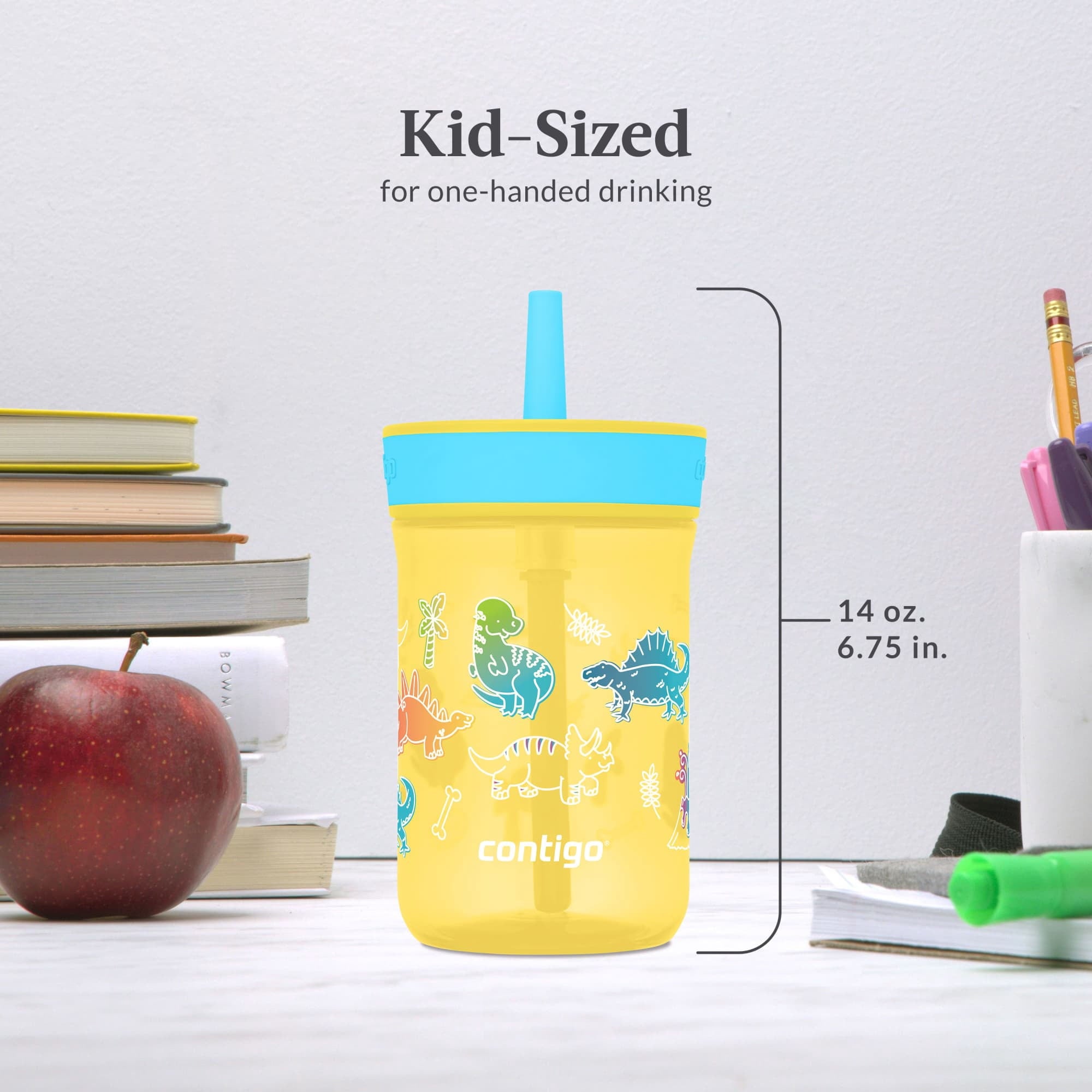 Contigo Kids Leighton Spill-Proof Tumbler with Straw, 14 oz, Yellow - NYQ2