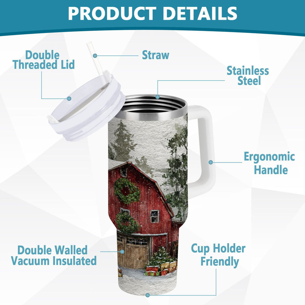 30 oz Insulated Stainless Steel Tumbler Double Wall Stainless Steel Tumbler with 2-Way Drinking Old Red Barn - XXTD