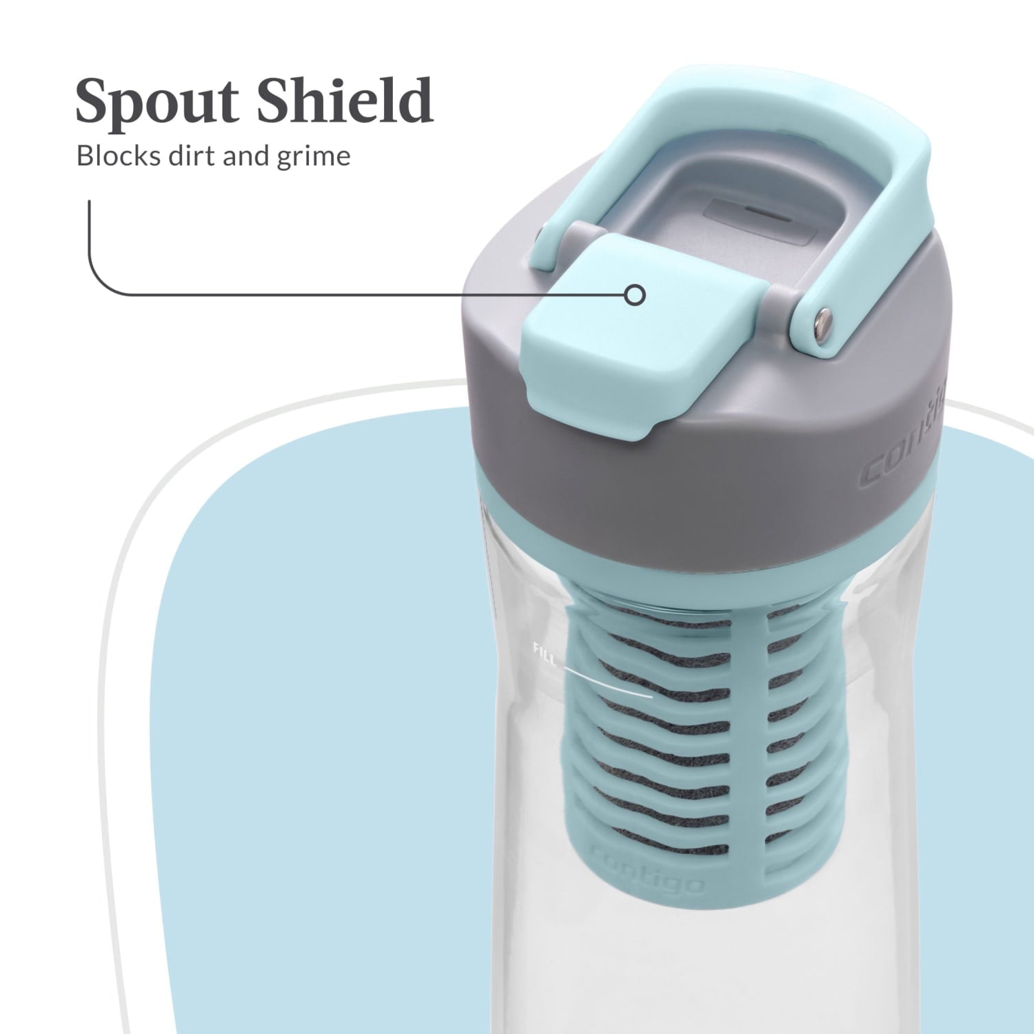 Contigo Clybourn Plastic FreeFlow Filter Water Bottle with AUTOSEAL Lid 24 oz., Salt, with Replacable Filter - 7426
