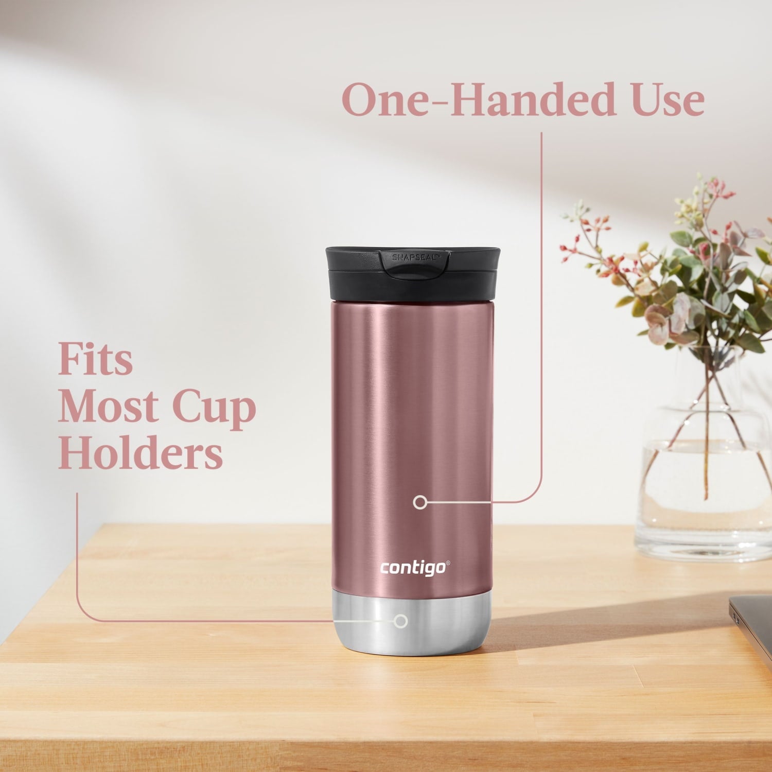 Contigo 16 oz. Huron 2.0 SnapSeal Stainless Steel Travel Mug - Licorice - 5REV