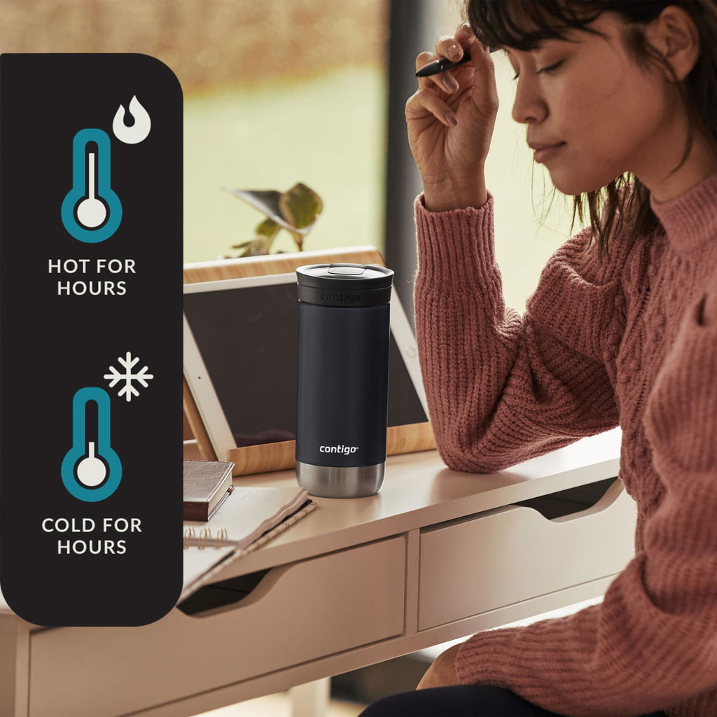 Contigo 16 oz. Huron 2.0 SnapSeal Stainless Steel Travel Mug - Licorice - 5REV