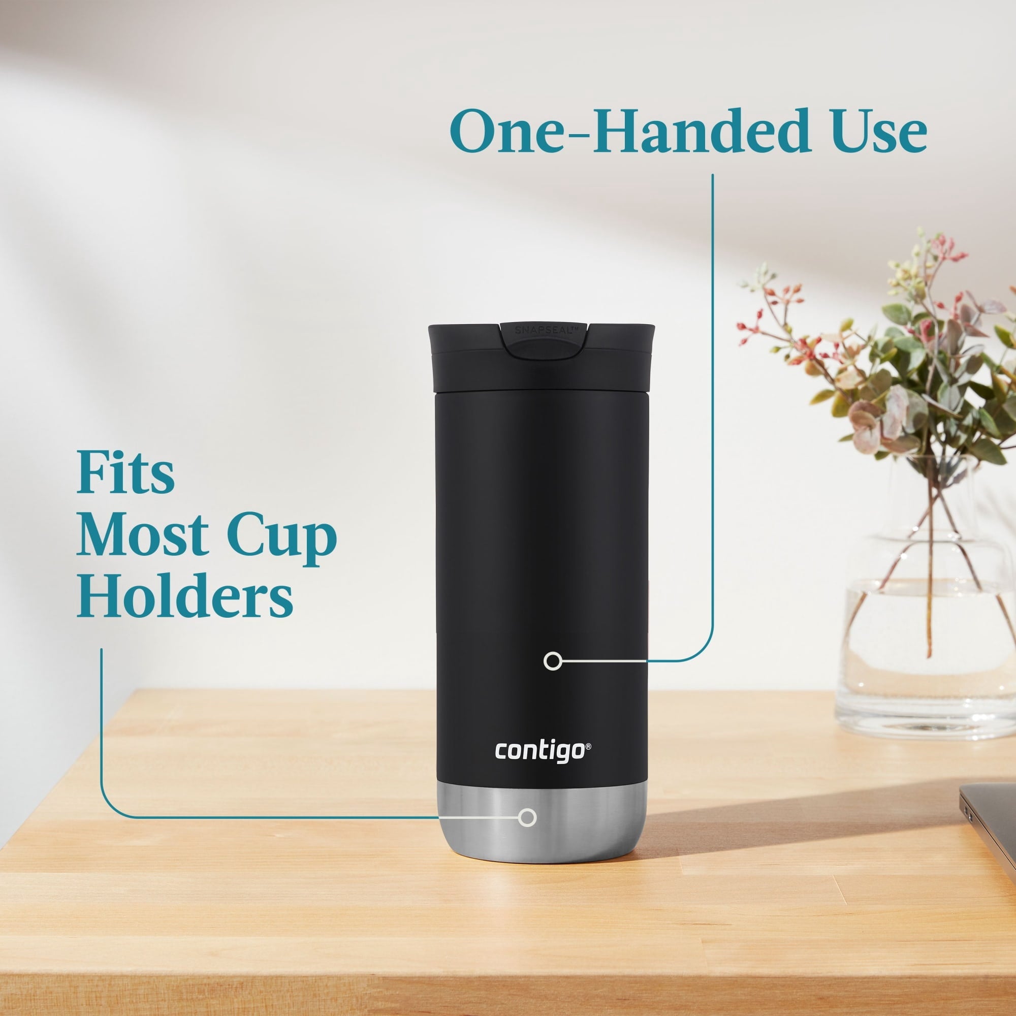 Contigo 16 oz. Huron 2.0 SnapSeal Stainless Steel Travel Mug - Licorice - 5REV